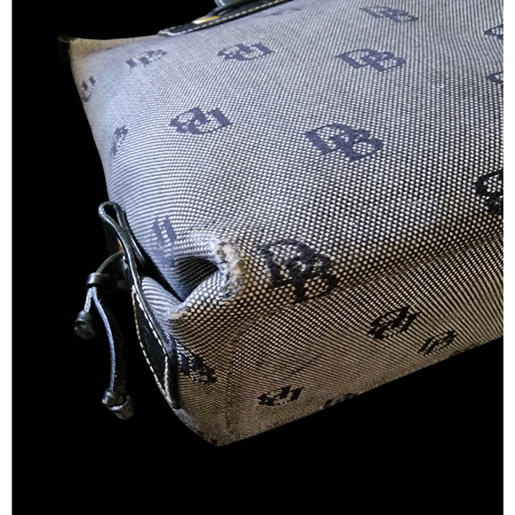 Vintage Dooney & Bourke Signature Satchel Bag Purse Black & Gray - Picture 11 of 11